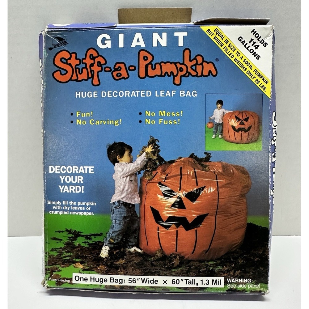 VTG 90's Giant Halloween Jack O Lantern Leaf Bag